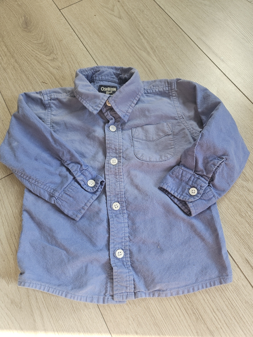OshKosh Bgosh Boys Blue Long Sleeve Button Down Shirt Size 24 Months Cotton 🩷